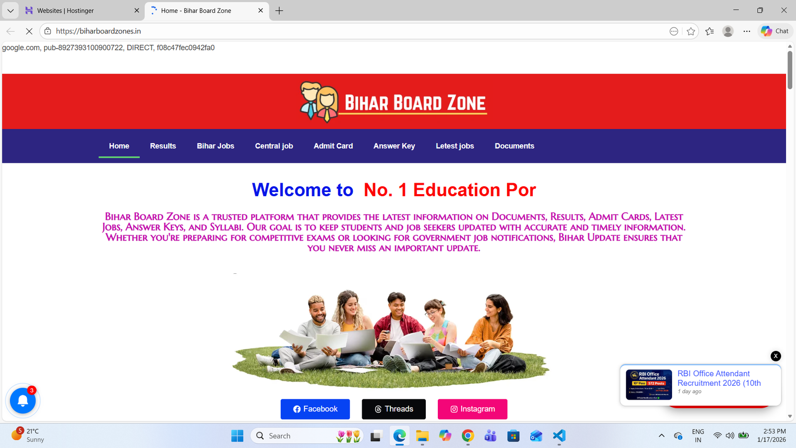 Bihar Board Zone – Education &amp; Job Updates Website (WordPress Development)